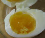 boiled egg with mostly solid yolk